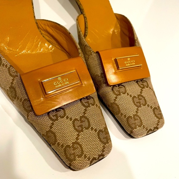 Vintage Gucci GG Monogram Slip-On Kitten Heel Mules - Picture 7 of 14